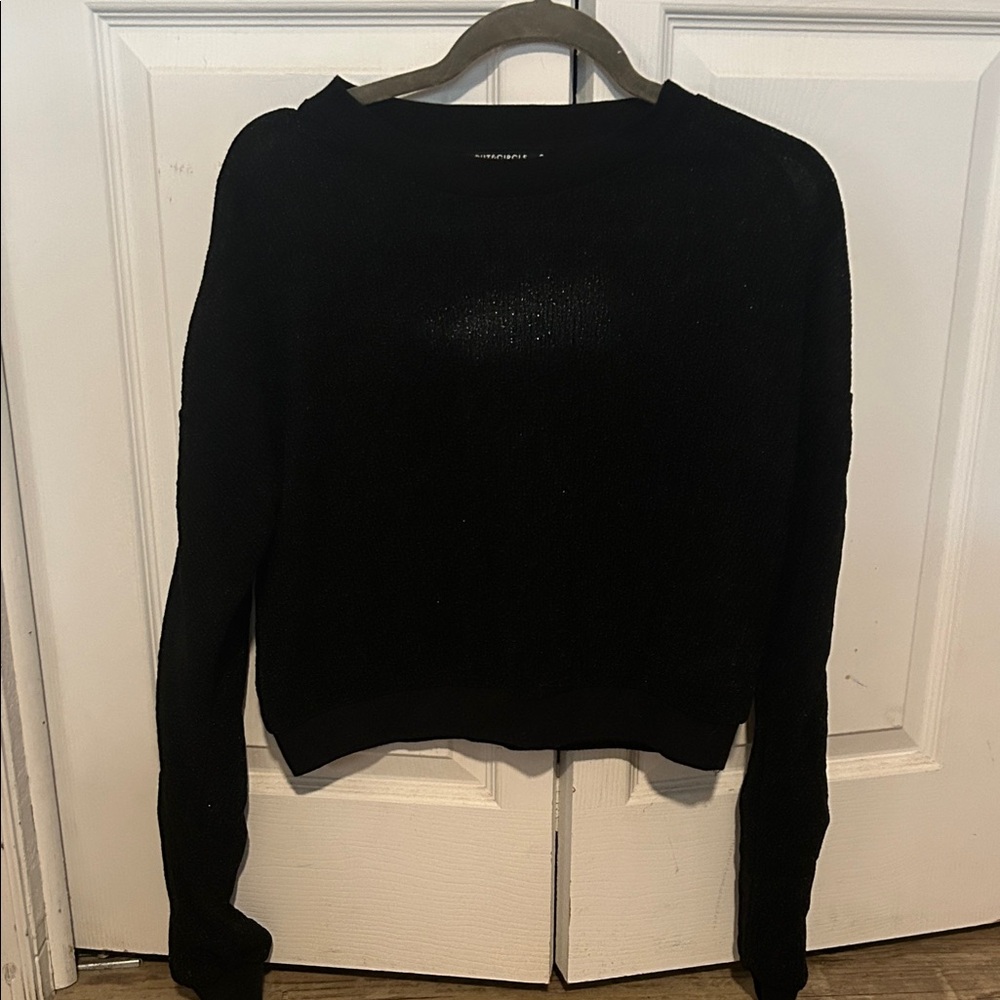 Classic Shimmer Black Women's Crew Neck Sweater